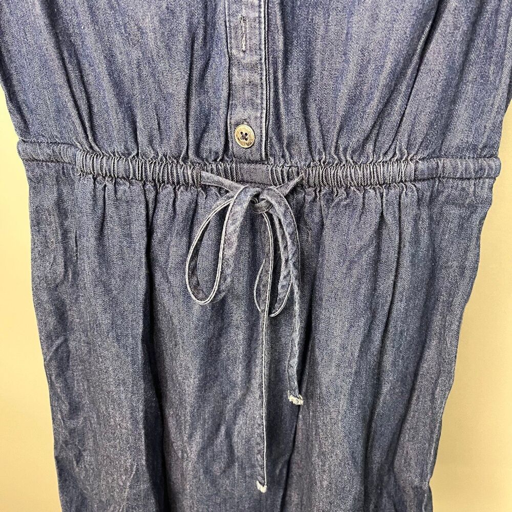 White House black market denim dress xxs 00 Jean dress sleeveless Cinched waist - Picture 5 of 7